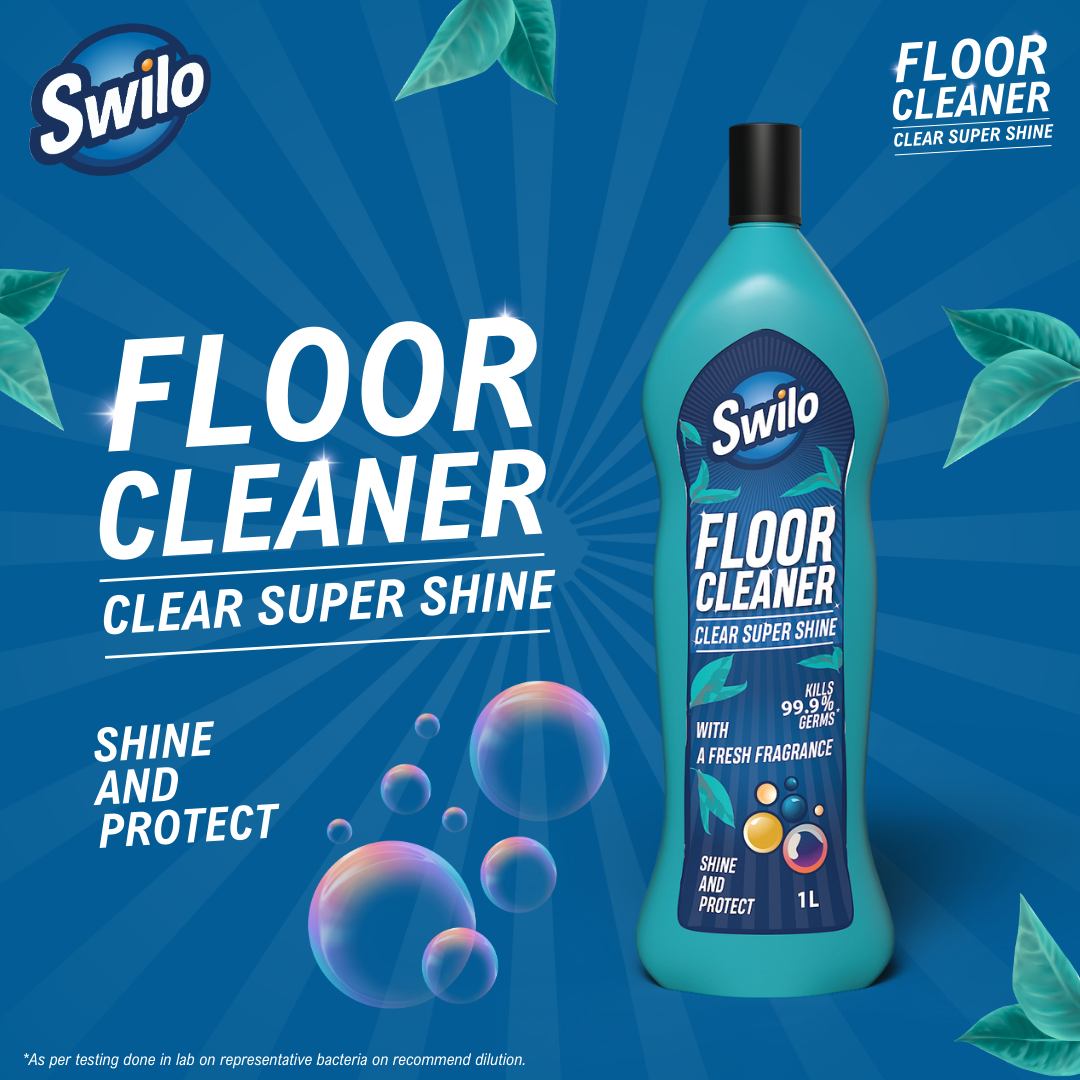 Swilo Floor Cleaner – Powerful Stain Removal & Long-Lasting Freshness | Clear Super Shine- Kills 99.9% Germs* | Pack of 2