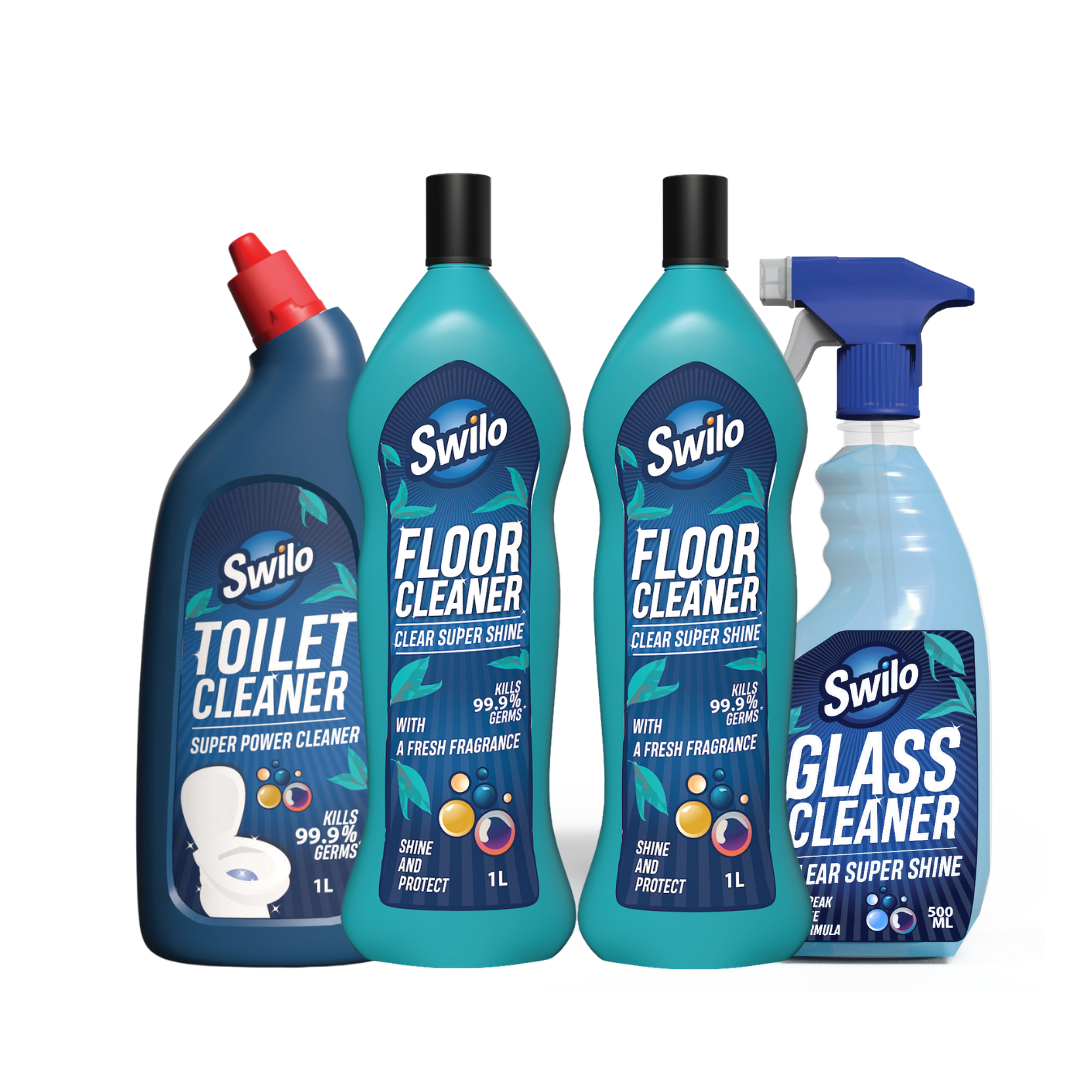 Swilo Home Hygiene Combo – 1 Toilet Cleaner + 2 Floor Cleaners + 1 Glass Cleaner | Complete Cleaning Kit for Germ-Free, Fresh & Sparkling Homes