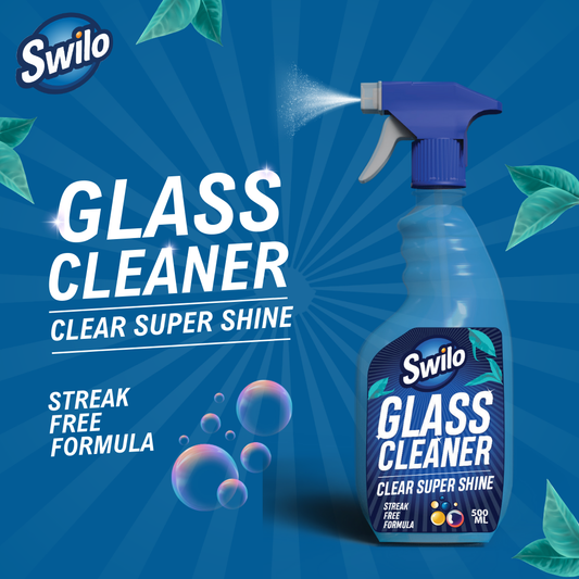 Swilo Glass Cleaner – Streak-Free Shine & Powerful Cleaning | 500ml | Quick-Drying Formula for Smudge-Free Glass