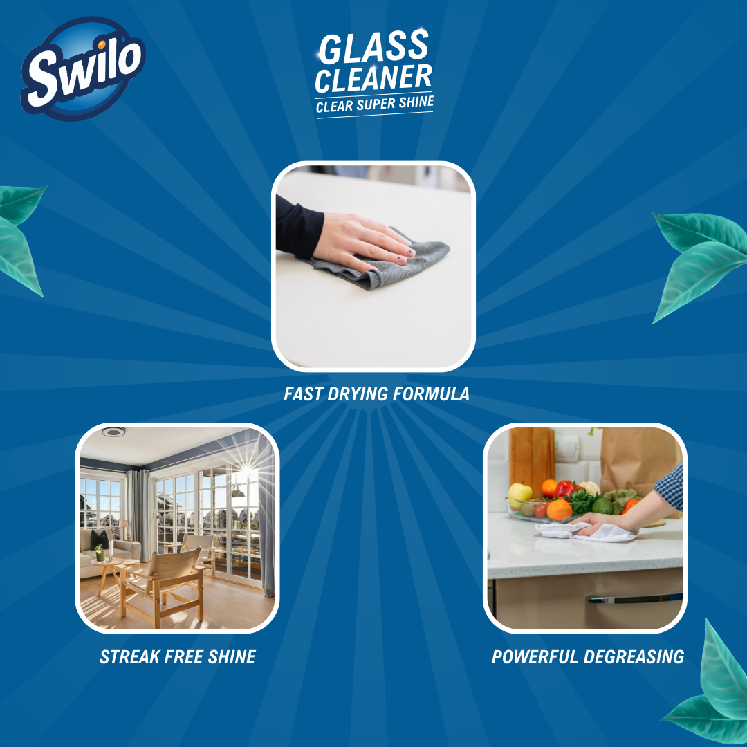 Swilo Glass Cleaner – Streak-Free Shine & Powerful Cleaning | 500ml | Quick-Drying Formula for Smudge-Free Glass