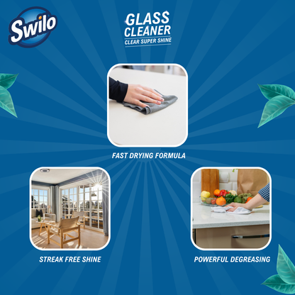Swilo Glass Cleaner – Streak-Free Shine & Powerful Cleaning | 500ml | Quick-Drying Formula for Smudge-Free Glass