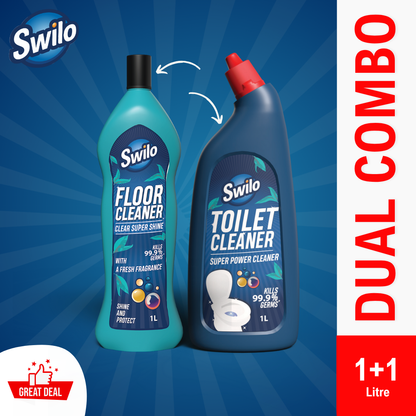 Swilo Toilet & Floor Cleaner Combo Pack – Deep Cleaning, Germ Protection & Long-Lasting Freshness | Powerful Home Hygiene Duo | 1L Each