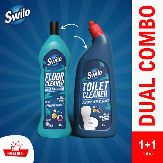 Swilo Toilet & Floor Cleaner Combo Pack – Deep Cleaning, Germ Protection & Long-Lasting Freshness | Powerful Home Hygiene Duo | 1L Each