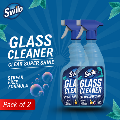 Swilo Glass Cleaner – Streak-Free Shine & Powerful Cleaning | 500ml | Quick-Drying Formula for Smudge-Free Glass | Pack of 2